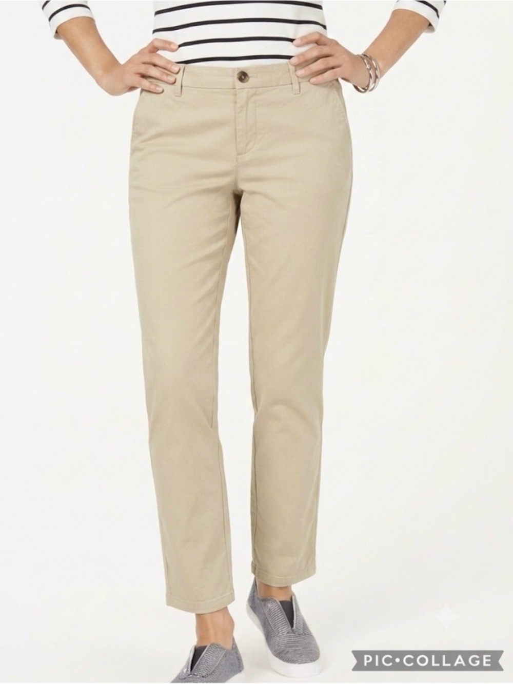 Tommy Hilfiger Beige Khaki TH The Hamptons Crop Straight Leg Chino Pants 14
